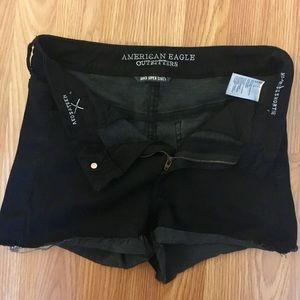 Black high waisted denim shorts